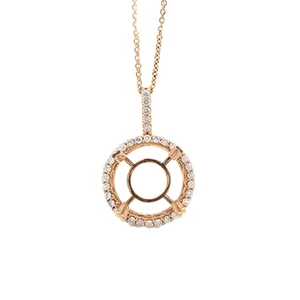 Colgante redondo de 12x12 mm semi montaje en oro amarillo de 14 k con detalles de diamantes (55424) - Imagen 1 de 4