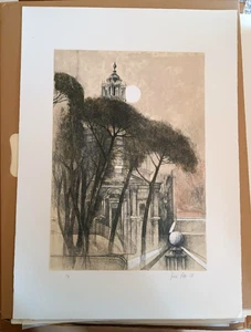 Lithographie Autorenbeweis RAKETENFÜHRER DRUCKEREI ENGEL LUCCA 70X50 CM - Bild 1 von 5