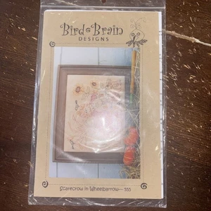 Bird Brain Designs Pattern Scarecrow In Wheelbarrow Stitching Robin Kingsley - Picture 1 of 3