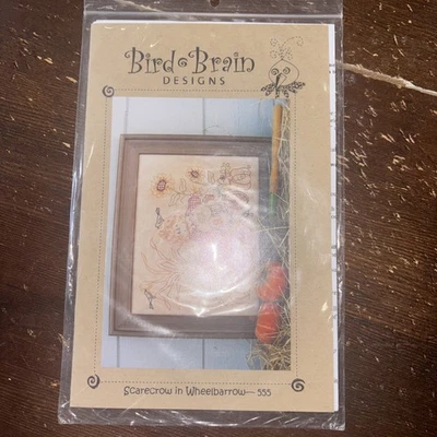 Bird Brain Designs Pattern Scarecrow In Wheelbarrow Stitching Robin Kingsley - Image 1 of 3