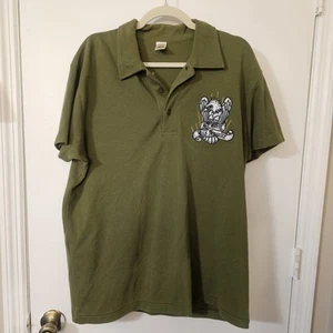 Don Ed Hardy Christian Audigier Polo Shirt Eagle Sz L Y2K Embroidered Roses - Picture 1 of 9