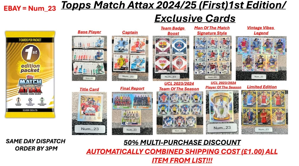 Topps Match Attax 2024/25 1st(First) Edition/Exclusive Cards - Image 1 of 1