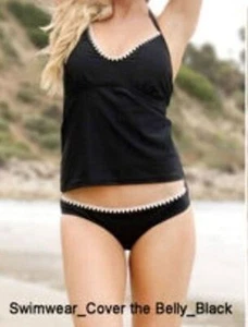 Women's Swimwear Black Tankini Bikini Set Size Small - Picture 1 of 12