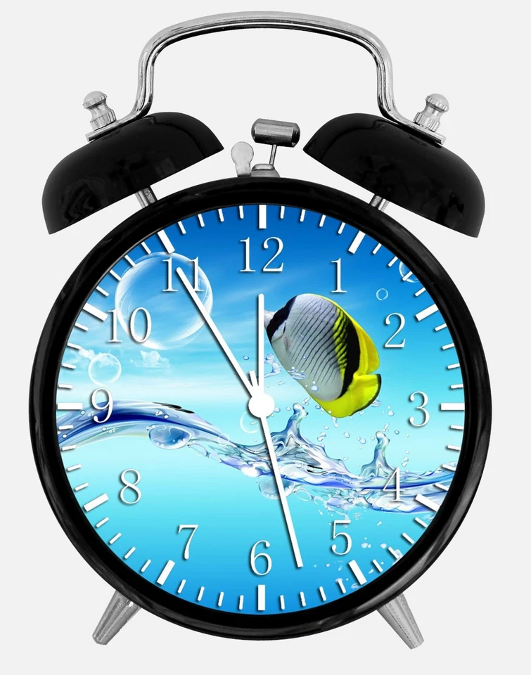 Tropical Ocean Fish Alarm Desk Clock 3.75" Room Office Decor W35 Nice For Gift - Image 1 of 1