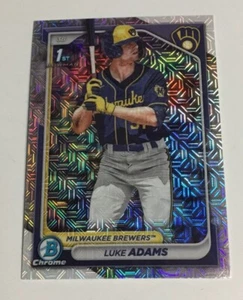 2024 Bowman Mega Box LUKE ADAMS Chrome Mojo Refractor 1st Prospect Card Brewers - Picture 1 of 2