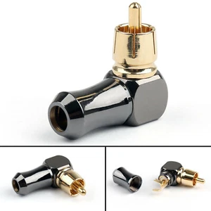 New RCA Right Angle 90 Degree Male Plug Audio Video Connector Soldering Adapter - Picture 1 of 6
