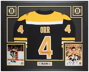 Bobby Orr Autographed & Framed Black Boston Jersey Auto Fanatics COA - Picture 1 of 5