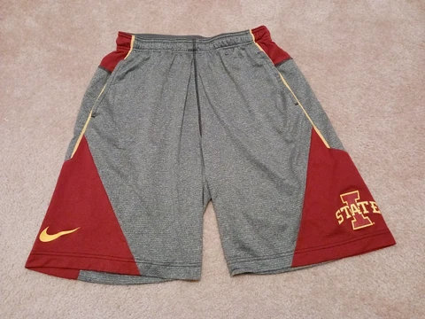 Nike Large Iowa State Cyclones ISU Logo Dri Fit Red Gray Basketball Shorts Cover