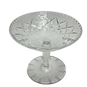 Hand Cut Lead Crystal Stemmed Bowl 6 inch - Picture 1 of 9