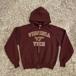 Champion Virginia Tech Hokies Full Zip Hoodie Red Maroon Size Medium - Picture 1 of 11