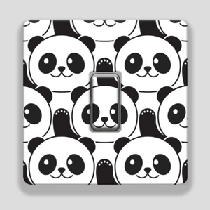 Cute Panda Face Print UK Light Switch Vinyl Sticker for Bedroom Room - Picture 1 of 1