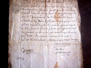 Vers 1700 certificat militaire accordé par Edmé de Marcieu lieutenant general - Picture 1 of 2