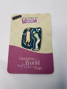 Vintage Brooch Pin LUCINDA Woman Golfer Ladies Sport Pins By Lucinda RARE - Picture 1 of 6