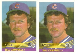 2 CARD 1984 DONRUSS BILL CAMPBELL BASEBALL CARD LOT #555 - Picture 1 of 1