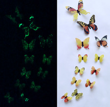 ⭐️ 3D 12x gelb Leuchtend Schmetterlinge Sticker Wand Tattoo Wandsticker Deko P5