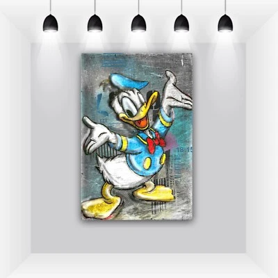 Divertidas impresiones artísticas en lienzo del Pato Donald, arte pop, decoración de personajes de dibujos animados de Disney Foto 1 de 4