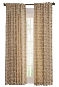 allen + roth 84"Tafford Straw Back Tab Light Filtering Window Curtain Panel 2-pk - Picture 1 of 10