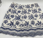 Loft Skirt White With Blue Embroidery Size 8