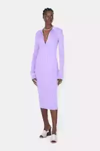 GALVIN LONDON Rhea Lounge Henley Dress, Lilac, Size Medium $795.00 - Picture 1 of 8