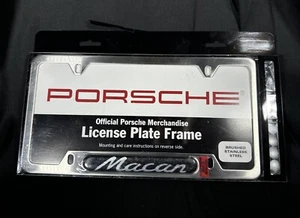 PORSCHE DESIGN POLISHED SLIMLINE "Macan" LICENSE PLATE FRAME W/HARDWARE - Picture 1 of 3