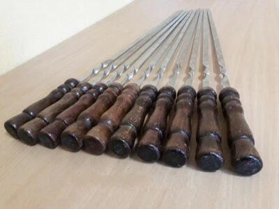 Top Set of 6 Stainless Steel Skewers Shashlik Barbecue Grill Kebab BBQ Tools - Image 1 of 4