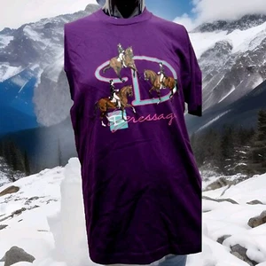 Vintage T-shirt Men's DRESSAGE Large Purple HORSES VTG SCREEN STARS BEST PURPLE - Picture 1 of 14