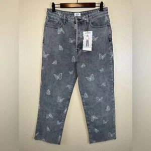 Simple Society Super High Rise Straight Butterfly Ankle Jeans Skater Raw 30 Neu mit Etikett - Bild 1 von 11