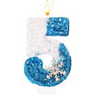 Frozen Birthday Candles 0-9 Snowflake Glitter Number Candles White And Blue C...