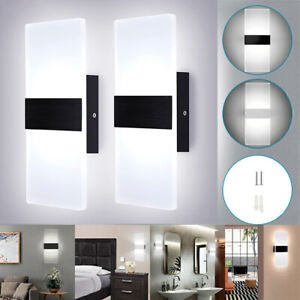 2 Pack Modern Up Down Wall Light LED Lighting Bedroom Sconce Lamp Indoor Outdoor