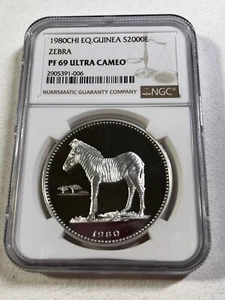 1980 CHI Equatorial Guinea Zebra 2000 Ekuele NGC PF69 Ultra Cameo - Picture 1 of 4