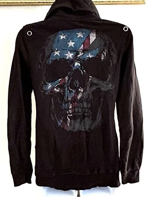 Vintage Affliction Black Zip Front Jacket Hoodie Ladies Sz M  No Hood - Image 1 of 4