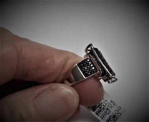 SCHWARZER SPINELL 2,02 ctw Rhodium über 925 S/S RING [ 8 ] JTV NEU * STATEMENT RING - Bild 1 von 8