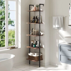 Industrial Ladder Shelving Unit 5Tier Display Stand Book Shelf Wall Rack Storage - Picture 1 of 16