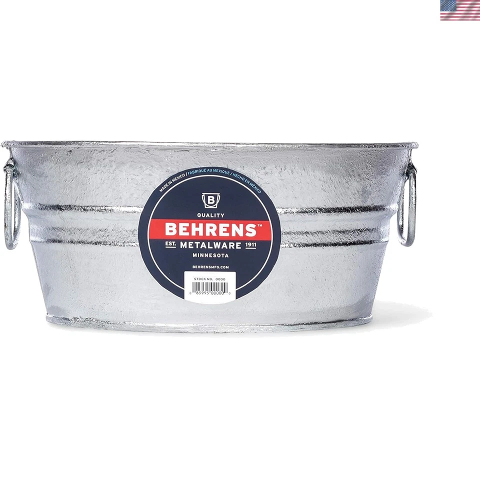 Behrens 103LFT Hot-Dipped Steel Weather Resistant Low Round Flat Tub 1.5 gal.