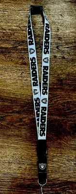 Raiders NFL Football Lanyard Brand New Reversible- Silver And Black🏈 - Image 1 of 3