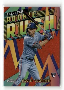 2024 Topps Chrome #CERR-14 Evan Carter Chrome All-Etch Rookie Rush Orange #/25 - Picture 1 of 2