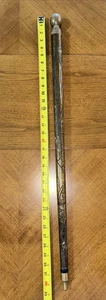 Vintage Hand Carved Walking Stick With Hidden Pool Cue Cane, Hidden Brass Handle - Picture 1 of 7