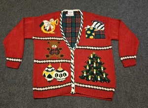 Cárdigan De Colección Marisa Christina The Christmas Collection 1992 2X Suéter Años 90 Feo - Imagen 1 de 14