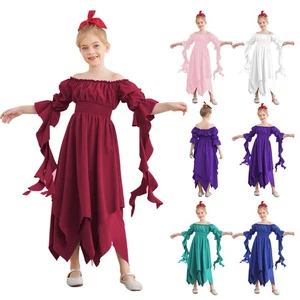Kids Girl Dresses Occasion Costume Cut Dress Daily Wear Cosplay Irregular Stage - Picture 1 of 73