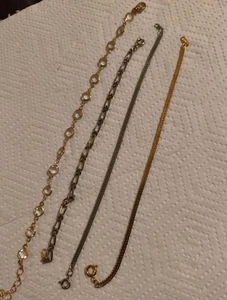 Vintage Posten verschiedene silber/goldfarbene Armbänder Korea 7 Zoll geflochtene Glieder Glas - Bild 1 von 5