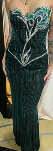 Bob Mackie Vintage 1987 Blue/green  Beaded Evening Dress size 4 exquisite - Picture 1 of 4
