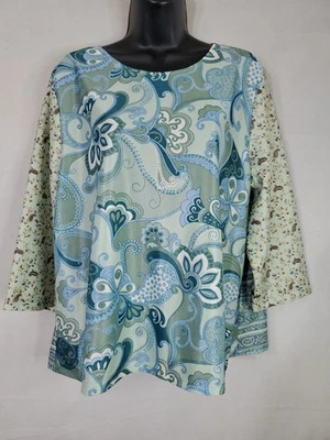 Blusa boho vintage Judith Hart para mujer talla XL floral cachemira manga 3/4 EE. UU. Foto 1 de 4
