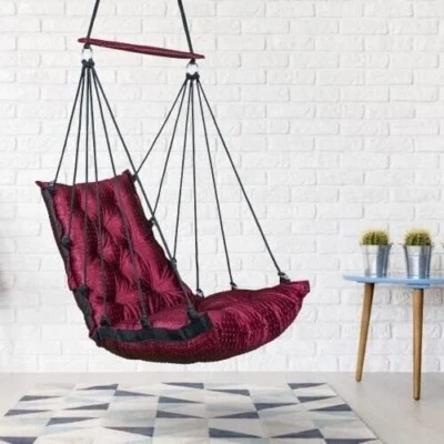 Portable Hanging Cotton Swing Relaxing Chair Jhula Cushion Decor Hammock - Image 1 of 4