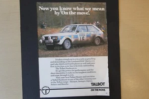 Original magazine advert: TALBOT SUNBEAM LOTUS frame-ready wall-art  - Picture 1 of 1