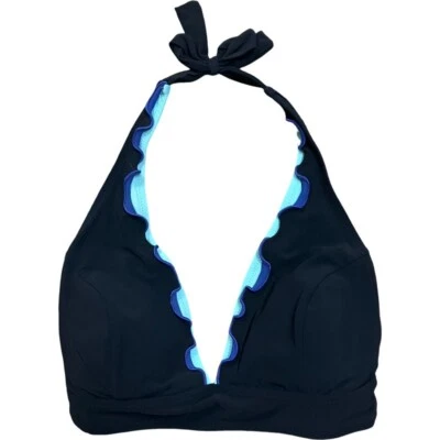 Top halter de bikini Profile By Gottex para mujer TALLA 8 negro con volantes acolchado ligero Foto 1 de 4