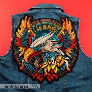 Renewed Phoenix Large Embroidered Patch - Mythical Bird Back Patch - Bügelbild - Bild 1 von 11