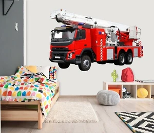 3D Fire Truck G9986 Car Wallpaper Mural Poster Transport Wall Stickers Honey - Picture 1 of 5