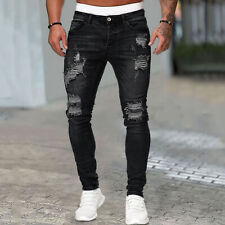 Trousers Men Four Season Jeans Stylish Men's Ripped Slim Fit Breathable Hip Hop