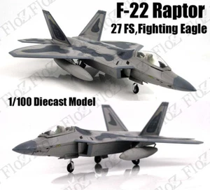 Modelo de avión f-22 Raptor 27FS Fighting Eagle 1/100 diecast sigiloso - Imagen 1 de 11