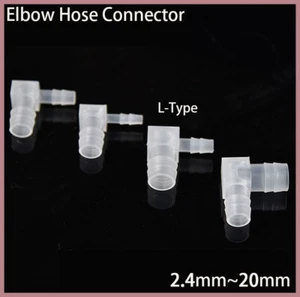 L-Type 90 Degree Elbow Barbed Tube Hose Pipe Plastic Tube Connector 2.4mm~20mm - Picture 1 of 12